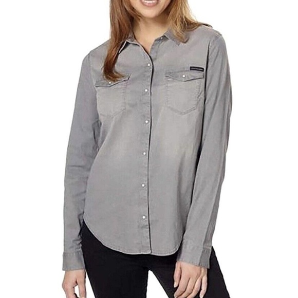 Calvin Klein Jeans Gray Long Sleeve Button Down Shirt. Pre-Owned. - Picture 1 of 13